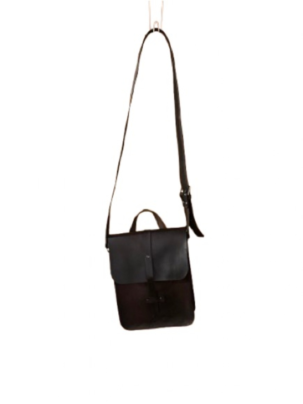 Handmade Leather Crossbody Satchel Bag Dark Brown Rustic Adjustable Strap